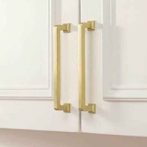 homdiy 20 Pack 6-1/4 Inch Gold Cabinet Handles, Solid Zinc Alloy Pulls - color: Gold, size: 6-1/4" Hole Center