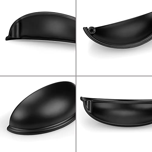 Probrico 10 Pack Black Cabinet Pulls Bin Cup Drawer Handles, Cabinet Cup Handles 3 Inch Holes Drawer Handles and Knobs, Kitchen Cabinet Hardware - color: Black