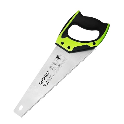 14 in Pro Hand Saw, 11 TPI Fine-Cut Soft-Grip Hardpoint Handsaw, Red - color: Red-14 Inch