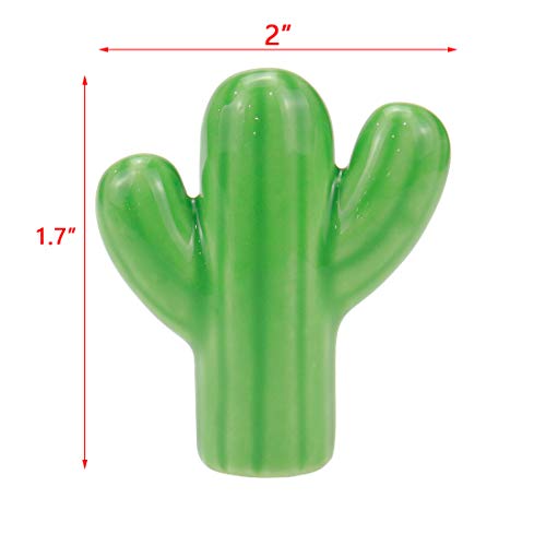 Bitray 6 PCS Green Cactus Ceramic Drawer Pulls Cabinet Knobs for Dresser