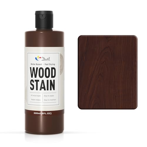DWIL Water Based Wood Stain - Multiple Finishes, Fast Drying, Indoor and Outdoor Furniture, Wood Paneling, Cabinets and More, Low Odor ＆ Non-Toxic (8.5oz Dark Walnut) - color: Dark Walnut, style: Without Tool