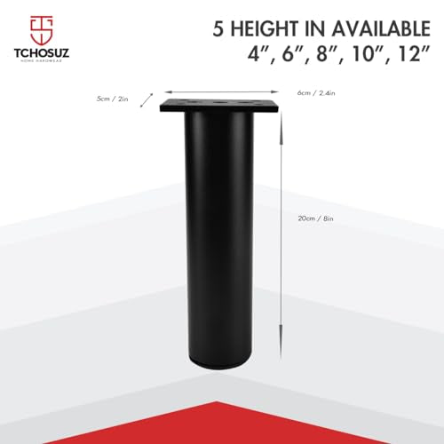 8 Inch Aluminium Alloy Metal Furniture Legs, Set of 4 Round Black - color: Gold, size: 8"/20cm