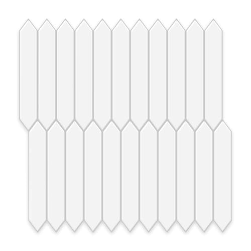 10 Sheets Thicker Peel and Stick Backsplash, 12"x12" Peel and Stick Wall Tiles, Hexagon Look Tiles Backsplash for Kitchen and Bathroom, White - color: White
