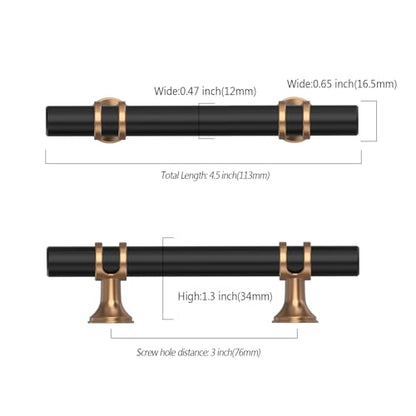 Asidrama 10 Pack 3 Inch(76mm) Champagne Bronze and Matte Black Kitchen Cabinet Handles, Cabinet Pulls Kitchen Cabinet Hardware Cupboard Handles Drawer Pulls - color: Black-Champagne Bronze, size: 3" Hole Center, style: 10 Pack