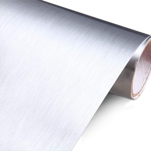 YENHOME Large Size 118x30 inch Brushed Silver Stainless Steel Contact Paper Removable Peel and Stick Wallpaper for Refrigerator Dishwasher Appliances Waterproof Stick on Backsplash Kitchen Wallpaper - size: 30" x 118"