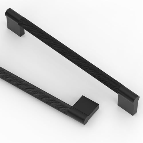 Asidrama 10 Pack 10 inch Matte Black Knurled Cabinet Handles - color: Matte Black, size: 10" Hole Center(254mm)