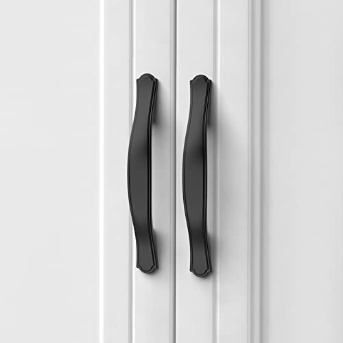 Asidrama 10 Pack 3 Inch(76mm) Matte Black Kitchen Cabinet Handles Cabinet Pulls Kitchen Cabinet Hardware for Cupboard Drawer Pulls - color: Matte Black, size: 3" Hole Center, style: Curved-10 Pack