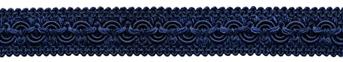 DÉCOPRO 1" (2.5cm) Wide Vintage Decorative Gimp Braid Trim # 0100SG Dark Navy Blue #J3 (Dark Blue) 5 Yard Value Pack (15 ft/4.5m)