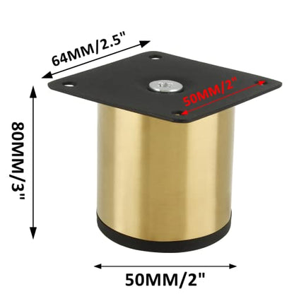 Gold Set of 4 Stainless Steel Furniture Legs 3 Inch/ 80 mm - size: 3 Inch