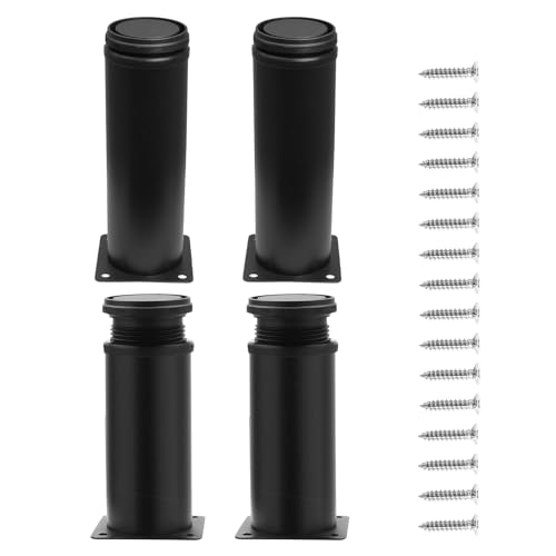 7 Inch Adjustable Furniture Legs, Set of 4, Black - size: 7 Inch / 180mm
