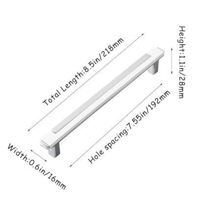 10 Pack White Silver Cabinet Pulls & Handles, 7.55 in Hole Center - color: White Silver, size: 8.5in/218mm