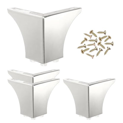 PATIKIL Metal Furniture Legs 3.94 Inch, 4 Pack Triangle Furniture Feet DIY Replacement Legs Modern Style for Cabinet Cupboard Table Couch Sofa Dresser, Silver - color: Silver, size: 3.94 Inch