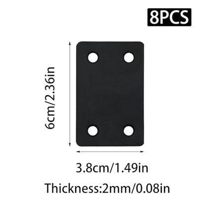 8 PCS Black Metal Flat Mending Plate, 2.36'' x 1.5'' Stainless Steel Bracket, Straight Mending Plates for Furniture Corner Braces with Screws - size: 2.36'' x 1.5''