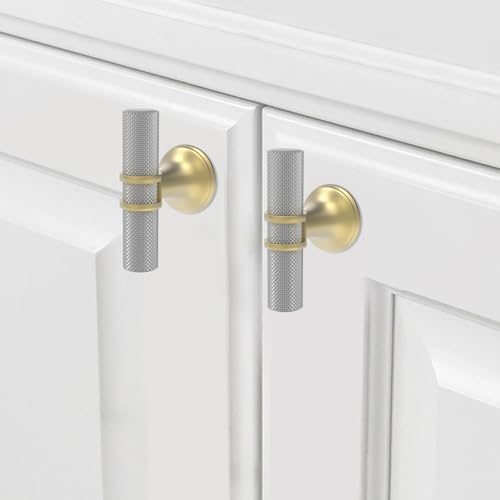 20 Pack Gold and Brushed Satin Nickel Kitchen Cabinet Knobs - color: Nickel and Gold Knurled, size: Knobs