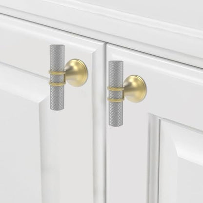 20 Pack Gold and Brushed Satin Nickel Kitchen Cabinet Knobs - color: Nickel and Gold Knurled, size: Knobs