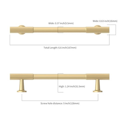 Asidrama 10 Pack 5 inch Brushed Gold Kitchen Cabinet Handles - color: Brushed Gold, size: 5" Hole Center
