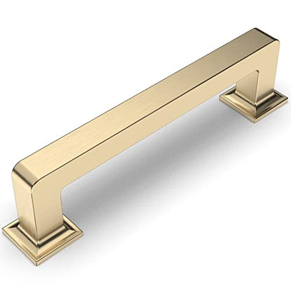 Amerdeco 10 Pack Brushed Brass Cabinet Pulls 3-3/4 Inch(96MM) Hole Centers Kitchen Cabinet Handles Cabinets Hardware Kitchen Handles for Cabinets Cupboard Handles Drawer Pulls ZH0019 - color: Brushed Brass, size: 3.75" Hole Center