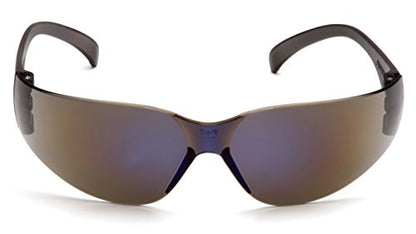 Pyramex Intruder Safety Eyewear Clear Frame Full Foam Padding Clear Anti-Fog Lens - color: Blue Mirror Lens/Blue Mirror Frame, style: Standard