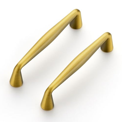 Ravinte Brushed Brass Cabinet Handles Solid Handles,3-1/2 Inch,10 Pack - color: Brushed Brass, size: 3-1/2 Inches Hole Center