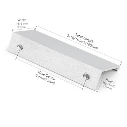 Rergy 10 Pack 3" Cabinet Pulls Brushed Nickel Finger Pulls for Cabinets - color: Brushed Nickel, size: Hole Center: 3in(76mm)