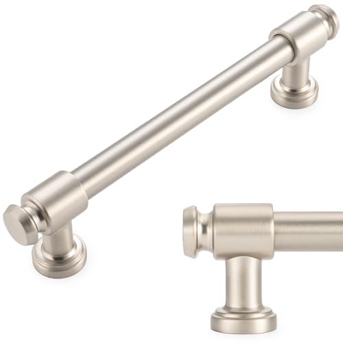 KOOFIZO 10 Pack 5 in Brushed Nickel Cabinet Pull, Drawer Handles P11 - color: Brushed Nickel, size: 5" CC