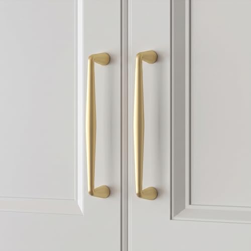 homdiy 10 Pack 5in Gold Cabinet Pulls for Kitchen Cabinet Handles - color: Brushed Brass, size: 5-1/16in(128mm) hole centers