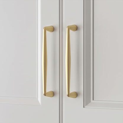 homdiy 10 Pack 5in Gold Cabinet Pulls for Kitchen Cabinet Handles - color: Brushed Brass, size: 5-1/16in(128mm) hole centers