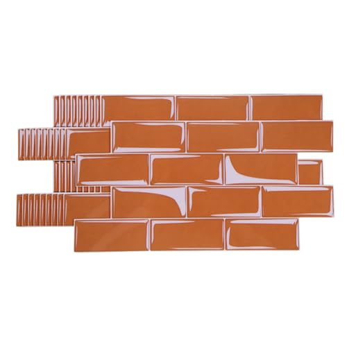 HARFINGTON Peel and Stick Backsplash Tiles 9.4"x4.7" Orange, 10Pcs - color: Orange