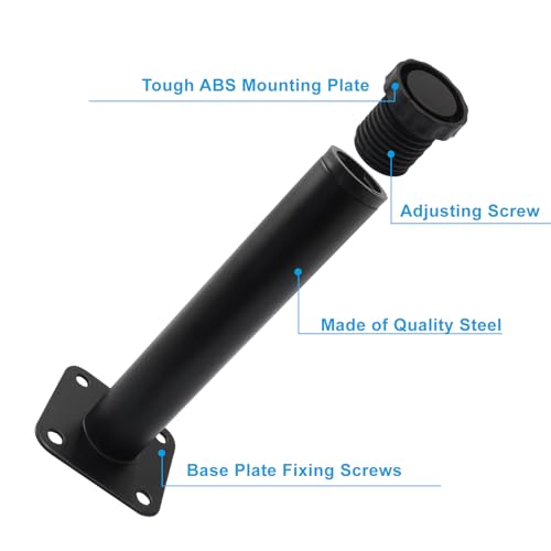 6 Inch Adjustable Metal Furniture Legs 4 Pack Black with Screws - size: 6 inches