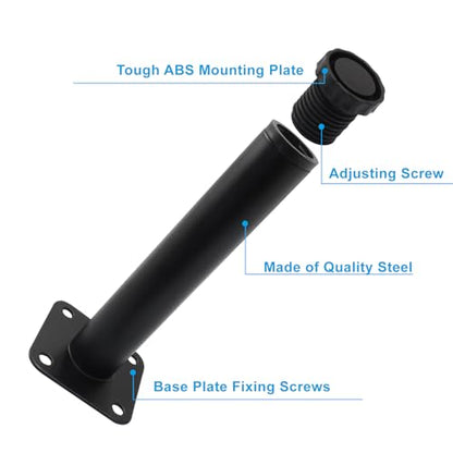 6 Inch Adjustable Metal Furniture Legs 4 Pack Black with Screws - size: 6 inches