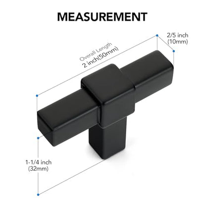 HOME EDIT 10 Pack Matte Black Cabinet Knobs 2 Inch Black Drawer Knobs - color: Black square