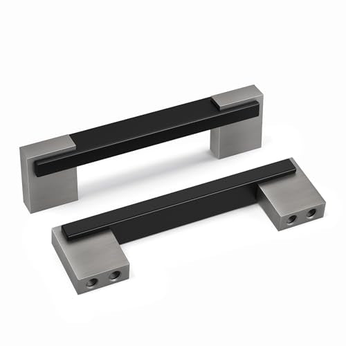 Rergy 20 Pack 3 Or 3-3/4 Inch Hole Spacing Black and Nickel Cabinet Pulls - color: Black and Brushed Nickel, size: Hole Center: 3in(76mm) and 3 3/4in(96mm)