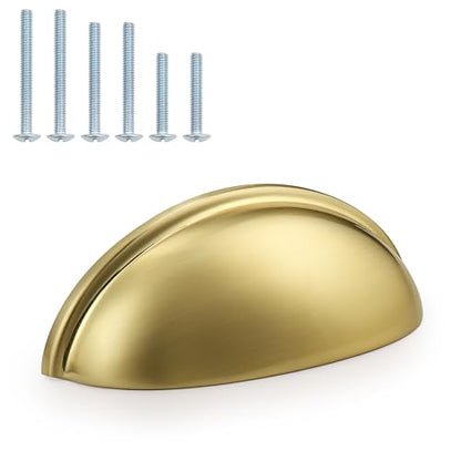 Probrico (10 Pack Champagne Bronze Cabinet Pulls 3 Inch(76mm) Hole Center Kitchen Cabinet Handles, Bin Cup Drawer Pulls Shell Style Kitchen Cabinet Knobs, Cabinet Dresser Closet Hardware - color: Champagne Bronze