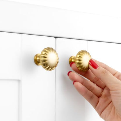 Brushed Gold Cabinet Knobs Round Cabinet Pulls 10 Pack 2510 - color: Brushed Gold, size: Single Hole