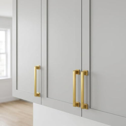 Alzassbg Vibrant Brushed Moderne Brass Cabinet Pulls 10 Pack, AL3071BMB - color: Vibrant Brushed Moderne Brass, size: 3" Hole Center