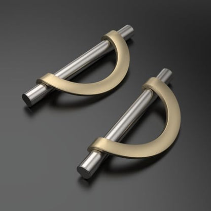 Amerdeco 10 Pack Brushed Satin Nickel and Gold Cabinet Pulls 3.75 Inch(96MM) Hole Centers Kitchen Cabinet Handles Cabinet Hardware Cupboard Handles Drawer Pulls… - color: Brushed Satin Nickel Gold, size: 3.75"/96MM Hole Center, style: 10 Pack