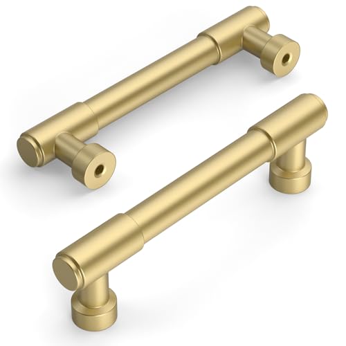 Amerdeco 10 Pack Brushed Gold Cabinet Pulls 3.75 Inch(96mm) Hole Center Drawer Pulls Cabinet Hardware Kitchen Cabinet Handles for Bathroom ZH0075 - color: Brushed Gold, size: 3.75"/96MM Hole Center