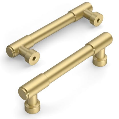 Amerdeco 10 Pack Brushed Gold Cabinet Pulls 3.75 Inch(96mm) Hole Center Drawer Pulls Cabinet Hardware Kitchen Cabinet Handles for Bathroom ZH0075 - color: Brushed Gold, size: 3.75"/96MM Hole Center