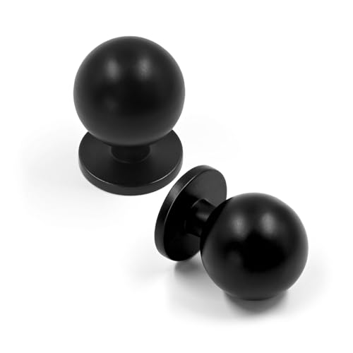 FILTA 10 Pack 1Inch(27mm) Diameter Round Solid Ball Matte Black Cabinet Knobs Drawer Pulls Cabinet Hardware for Kitchen Cabinets and Bathroom Cabinets - color: Matte Black, style: 10 Pack