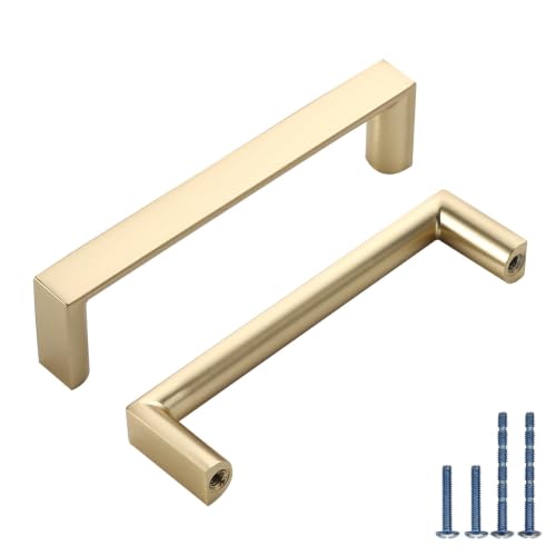 6 Pack 3 Inch Brushed Gold Cabinet Pulls, Kitchen Hardware - color: Brushed Gold, size: 3"/76MM Hole Center, style: 6 Pack
