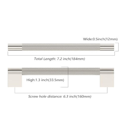 Asidrama 10 Pack 6.3 inch Brushed Satin Nickel Knurled Cabinet Handles - color: Brushed Satin Nickel, size: 6.3" Hole Center(160mm)