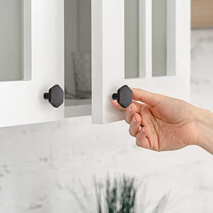 Oil Rubbed Bronze Cabinet Knobs Hexagon 15 Pack Solid Kitchen Hardware - color: Oil Rubbed Bronze