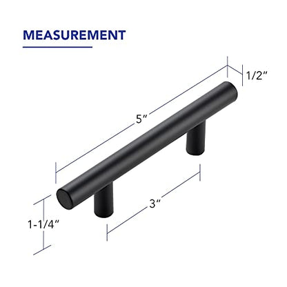 Ravinte Hardware Matte Black Cabinet Handles Drawer Pulls 3 Inch CC 10 Pack - color: Matte Black T-Shaped, size: 3" Hole Center