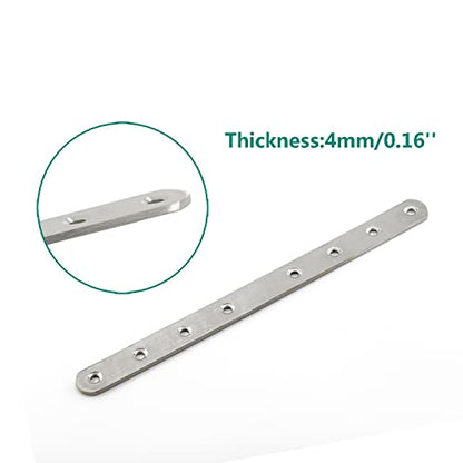 4 Pack Flat Mending Plate for Wood,ULIFESTAR Stainless Steel Straight Brackets 300mm / 12" Length 8 Screw Hole Flat Repair Fixing Wood Brace Joining Plates Connector with Fixing Screws - size: ['300x25x4mm']