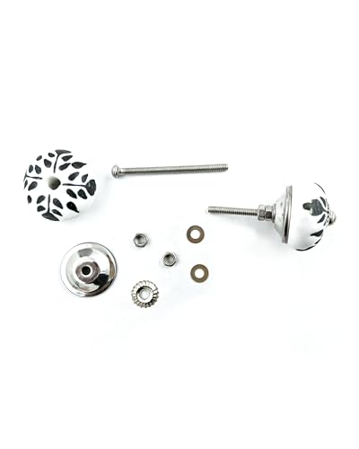 Set of 10 Ceramic Cabinet Colorful Knobs for Kitchen, Cabinet, Drawer, Wardrobe (Black & White6) - color: Black & White6