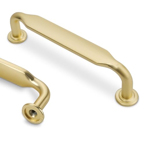 10 Pack 3-3/4 inch Brushed Gold Kitchen Cabinet Handles - color: Brushed Gold, size: 3-3/4'' Hole Center(96mm)
