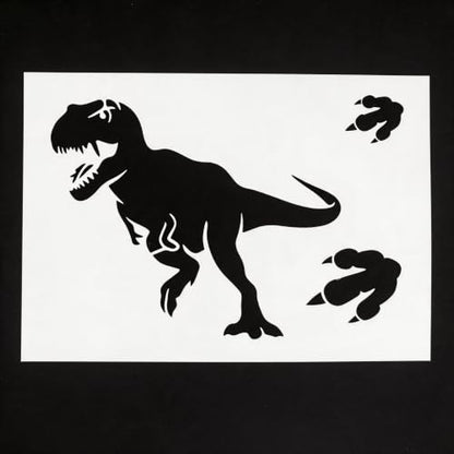 TIAMECH A4 Reusable T-Rex Dinosaur Footprint Stencil for Painting - color: T-Rex Dinosaur Footprint