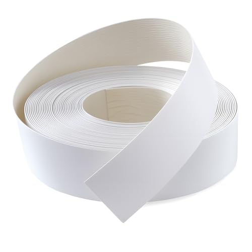 PVC Edge Banding 2 inch x 50ft Veneer Edge Banding White with Hot Melt Adhesive Pre - glued Iron on Edging Tape Trim for Cabinet Plywood Repairs and Furniture Restoration - size: 2 inch x 50ft