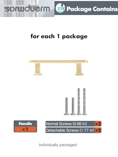 SORWDUREM 5 Pack 3 Inch(76mm) Brushed Gold Cabinet Pulls Drawer Pulls Kitchen Hardware Cupboard Kitchen Hardware Cabinet Handles - color: Brushed Gold, size: 3"(76mm) Hole Center