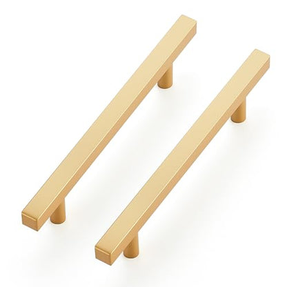 Ravinte Champagne Gold Handles Square Cabinet Hardware 4-1/2 Inch 10 Pack - size: 4-1/2" Hole Center